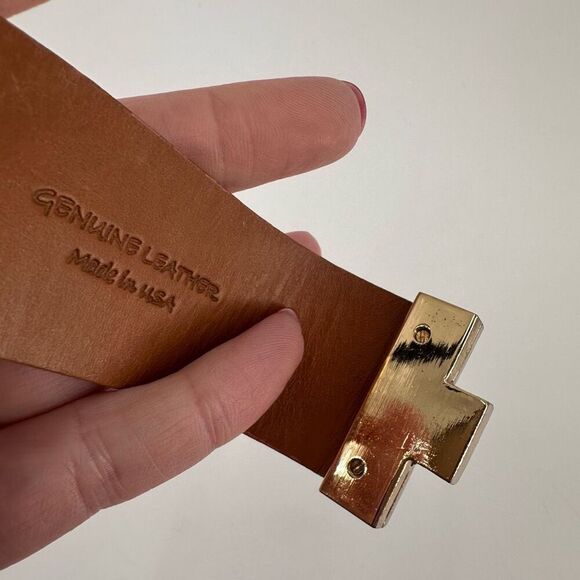 Leighelena Womens Genuine Leather Stingray‎ Wide Jigsaw Cuff Bracelet Orange - Picture 8 of 12